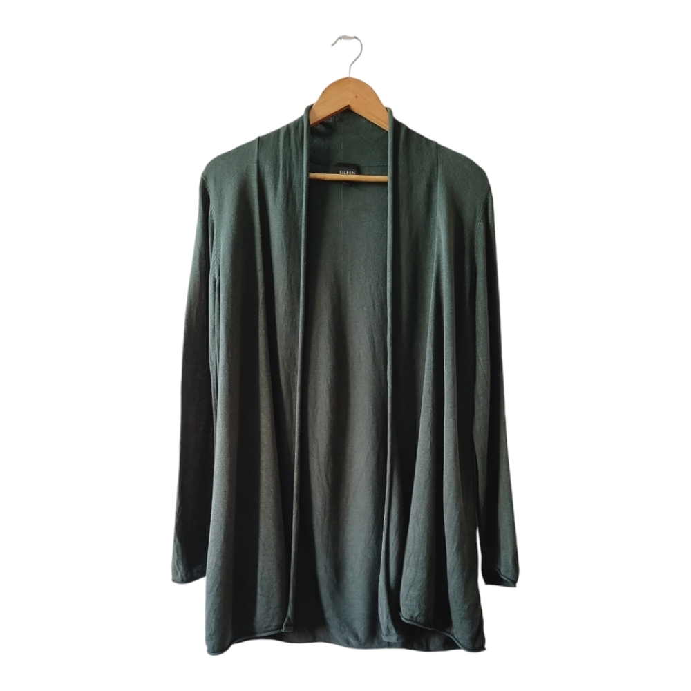 Eileen Fisher Green Open Front Cardigan